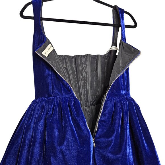 Silvia Astore Annie Ibiza Velvet Navy Blue Corset Square Neck Mini Dress IT 38/0 - Picture 10 of 14